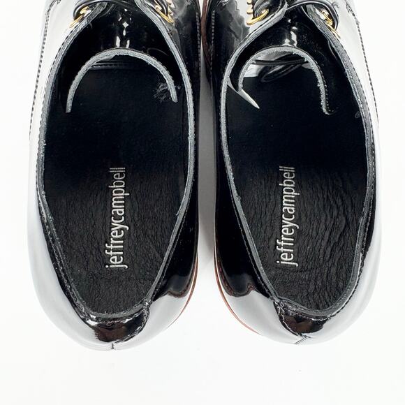 Jeffrey Campbell Trevor Platform Lug Sole Derby Oxfords Black Patent Leather 8 - Picture 5 of 12